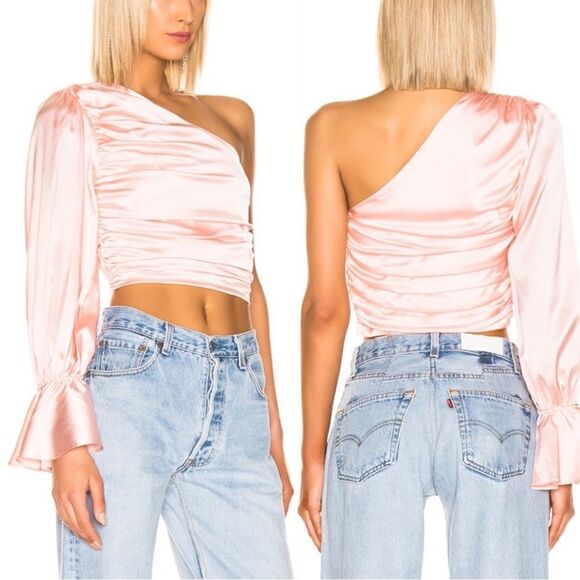 Retrofete Blouse Rylie Silk Ruched One Shoulder - Picture 2 of 11